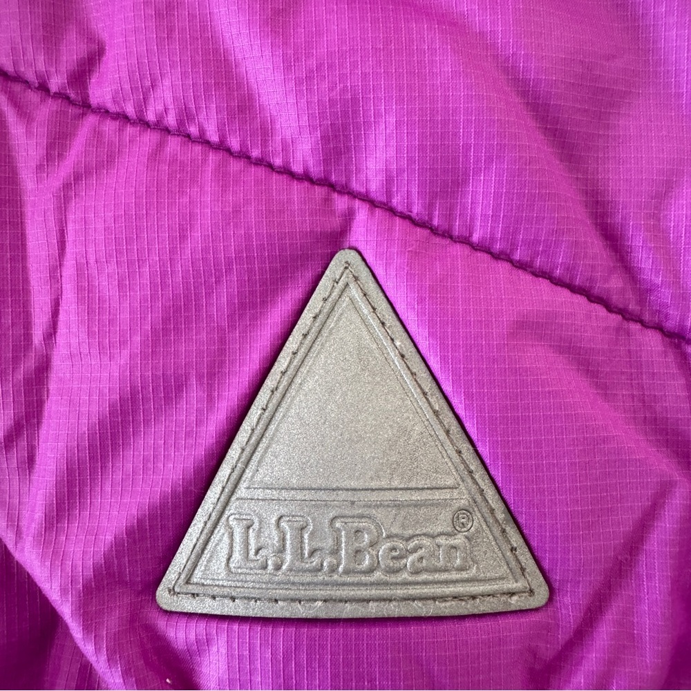 LL Bean Kids Girls Hooded Puffer Jacket Size M 10 12 Lightweight - Picture 10 of 15